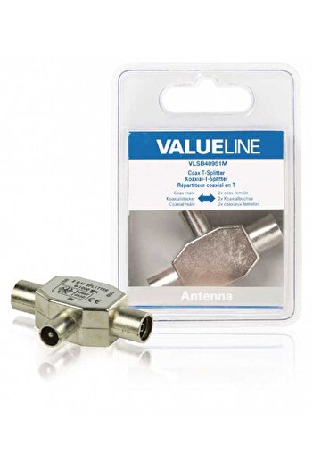 VALUELINE Splitter T Coaxial tata - 2x Coaxial mama