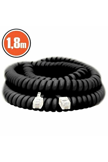 OEM Coiled telephone receiver cable RJ10 4P4C - RJ10 4P4C 1.8m black