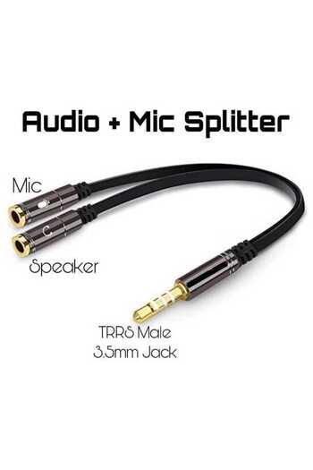 OEM Adaptor cablu 4 pini 3.5 mm tata Jack la 2x Jack 3.5 mm mama 0.3m metal negru