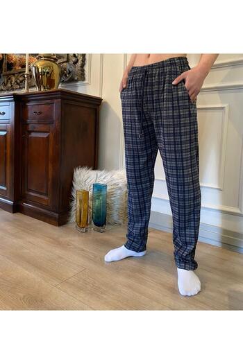 DÜVEN Anthracite Square Patterned 100% Cotton Pajamas & Sweatpants -1 Class