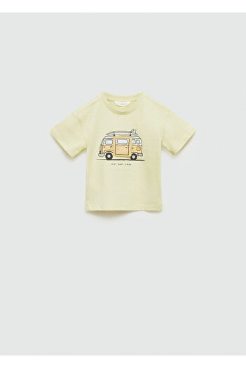 MANGO Woman Baby Boy Pastel Yellow T-Shirt 77030362