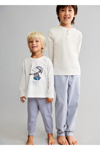 MANGO Pantaloni de pijama alb catifelat pentru bebelusi