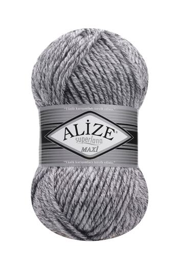 Alize Superlana Maxi Χειροποίητο νήμα πλεξίματος Jaspe Grey 801