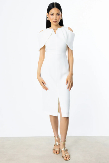 Ekol Midi Length Dress with Stone Collar and Chain