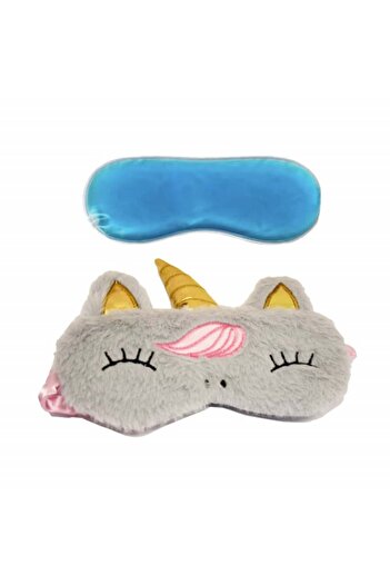 PUFO Sleeping or travel mask, with removable gel, Pufo Unicorn, 20 cm, gray