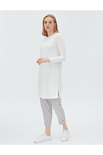 Kayra Basic Long Jersey Blouse Ecru Sz 10506