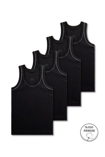 GizaKids 100% Cotton Boy's Athlete Model Undershirt Set of 4