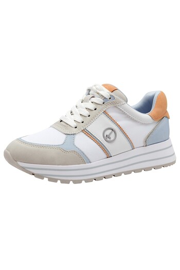 Tamaris Damen Low Sneaker Low Top 1-23727-42 Weiß 895 Lt. Blue Comb Textil/synthetik