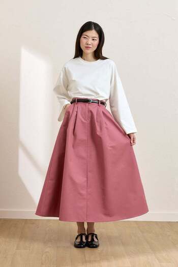 Ceylan Otantik Dusty Rose Linen Single Button Skirt