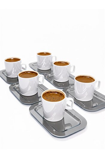 Carat Home Stainless Steel Square 6-Piece Tea and Coffee Presentation Tray Without Accessories