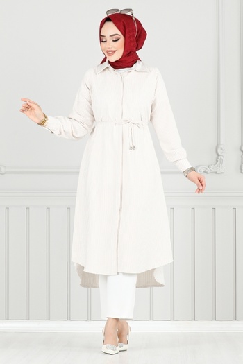 ModaMerve Tunic with Concealed Button 3106Hbs932-M Vision