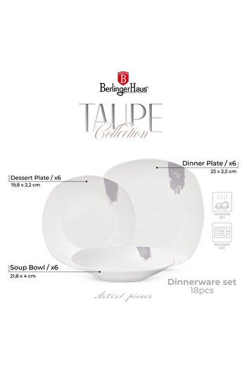 Berlinger Haus 18-piece plate set Taupe BH 10202