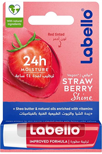 LABELLO Lip Balm, Moisturizing Lip Care, Strawberry Shine, 4.8g