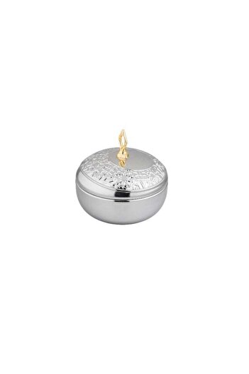 ALSAIF Al-Saif Stainless Steel Sugar, Dates and Sweets Box with Gold Decoration