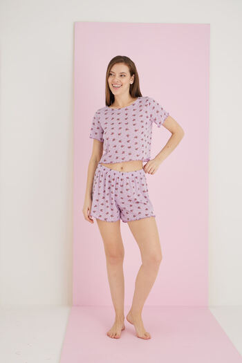 ELİTOL Jacquard Viscose Short Sleeve Shorts Set