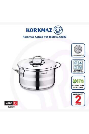 KORKMAZ Korkmaz Astra 18/10 Turkish Stainless Steel Cookware 2.6L 18cm A2022