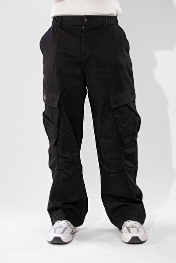 FLFXI Black Loose Pants with Side Pockets