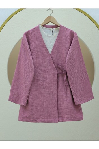 Modamorfo Side Tie Linen Kimono - Cherry