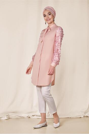 Alvina Three-Dimensed Flower Detail Tunic with Sleeves 4131