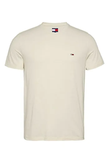 Tommy Jeans - Slim Fit T-Shirt from Organic Cotton, Beige, Size L