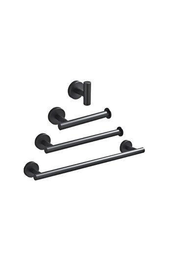 Blackswan Design Set accesorii baie, Blackswan, Tip M17, 4 piese, model negru mat rotund, dimensiune 45 cm