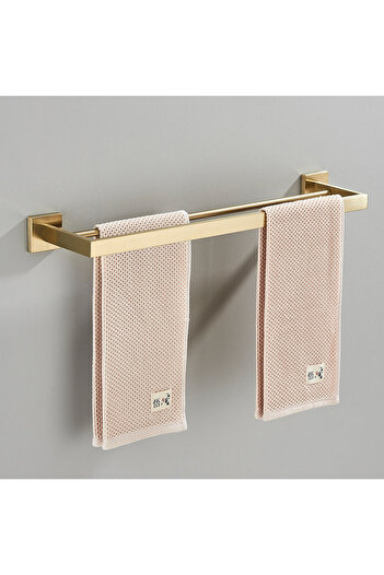Blackswan Design Bathroom towel rack, Blackswan, Type M23, with two bars, matt gold, 40 cm