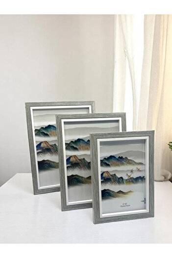 CİHO 3 Size (10×15/13×18/15×20 cm) Glass Wooden Decorative Contrast White Photo/Memory Frame