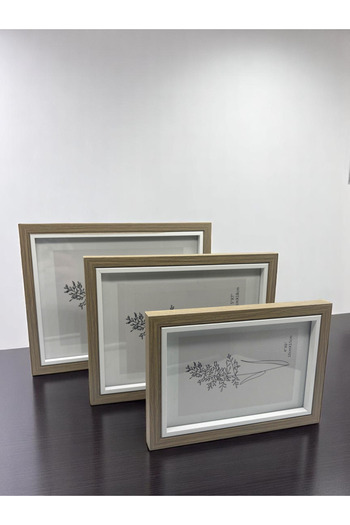 CİHO 3 Size (10×15/13×18/15×20 cm) Glass Wooden Decorative Contrast White Photo/Memory Frame