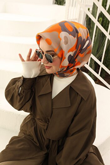 Silk Home Twill Ipek Eşarp - 11410-34 Turuncu
