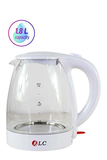 DLC Electric Glass Kettle 1.8L 2200W DLC-38120 White/Clear/Red