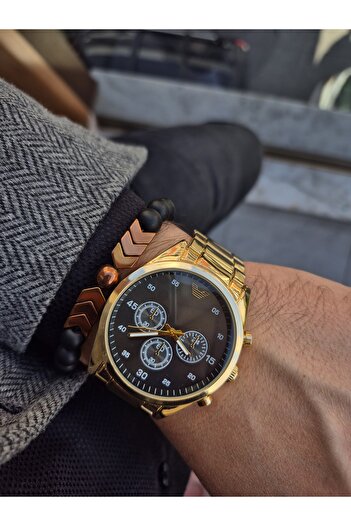 Spectrum Metal Case Metal Cord Gold Color Men's Wrist Watch