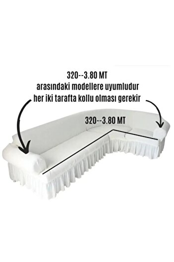upmall Bürümcük Köşe Koltuk, Kanepe Örtüsü, Koltuk Kılıfı, Lastikli, Etekli, L Köşe 1 adet