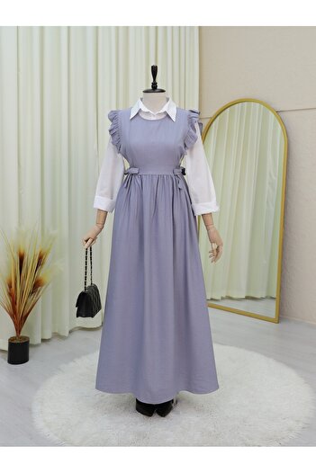 HİJABAYA Tie Waist Ruffle Detailed Gilet Dress