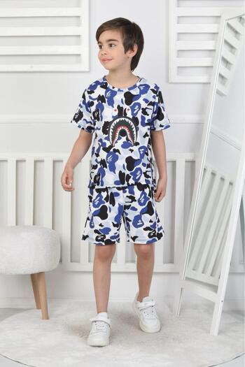 AXXAN Bape Binary Shorts T-Shirt Suit Bottom Top Digital Printing Men's Suit Unisex Bottom Top Suit