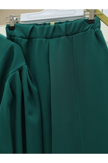 HİJABAYA Cross Collar Rose Detailed Belted Double Suit