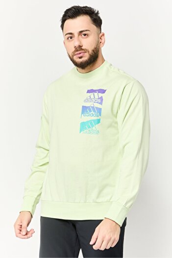 adidas Men Sportswear Fit Long Sleeve Outdoor Sweatshirt, Lime Green