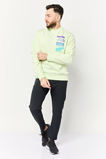 adidas Men Sportswear Fit Long Sleeve Outdoor Sweatshirt, Lime Green