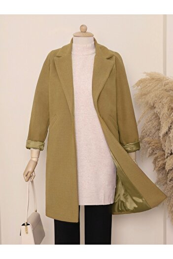 HİJABAYA Single Button Lined Winter Cashmere Coat