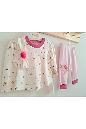 Nimini Kids Floral Printed Seasonal Set for Baby Girl - Bandana and Snap Detail (sizes 0-9 Months)