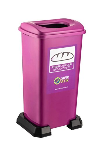 Omnipazar Sy-4398 Zero Waste Bread Recycling Trash Can 70 Lt Purple