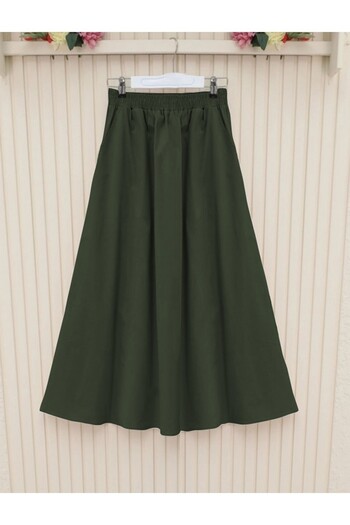 HİJABAYA Gabardine Skirt with Elastic Waist and Double Pockets