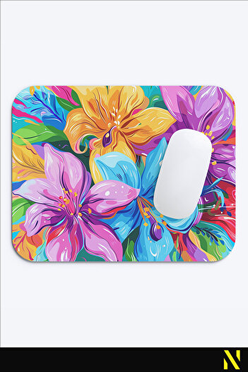 nilizma Floral Pattern Colorful Ergonomic Mouse Pad with Non-Slip Surface Mousepad Ideal for Home and Office Use