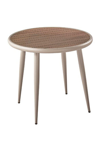 Generic Round outdoor dining table, iron and Wood, 80x80x75 cm