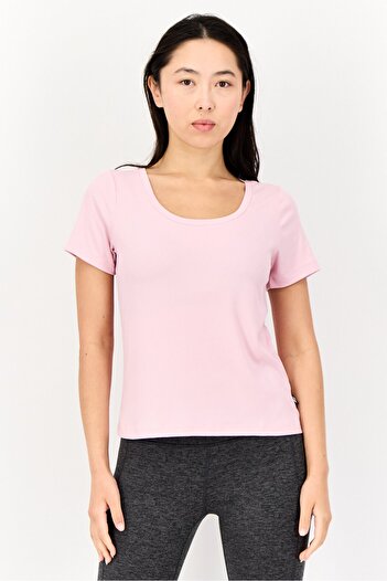 SKECHERS Women Sportswear Fit Short Sleeves Training T-shirt, Pink