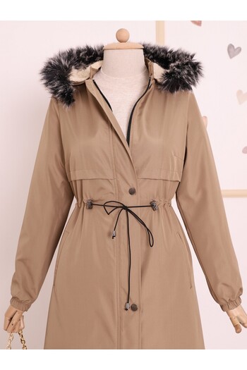 HİJABAYA Hooded Tunnel Lace Bondit Coat