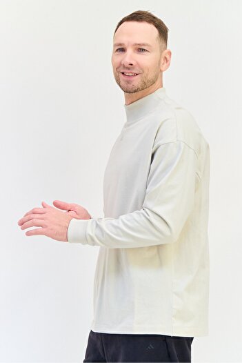 adidas Men Sportswear Fit Long Sleeves Outdoor Sweatshirt, Light Beige