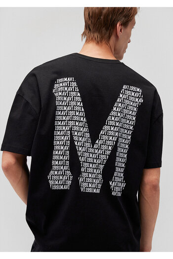 Mavi Black Oversize T-Shirt - Back Printed, Wide Fit 0612244 -900