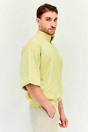 adidas Men Sportswear Fit Short Sleeve Outdoor Sweatshirt, Light Green