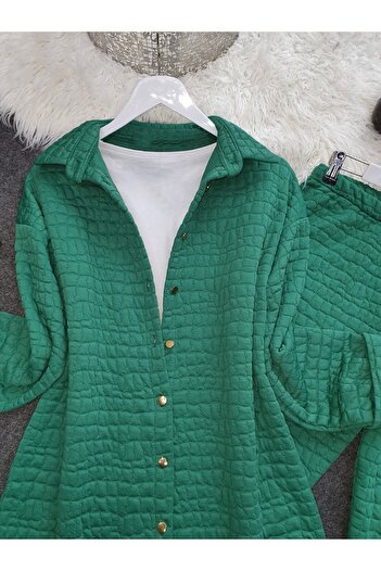 HİJABAYA Collared Buttoned Quilted Suit
