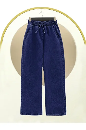 HİJABAYA Wide Leg Jeans with Elastic Waist Pockets